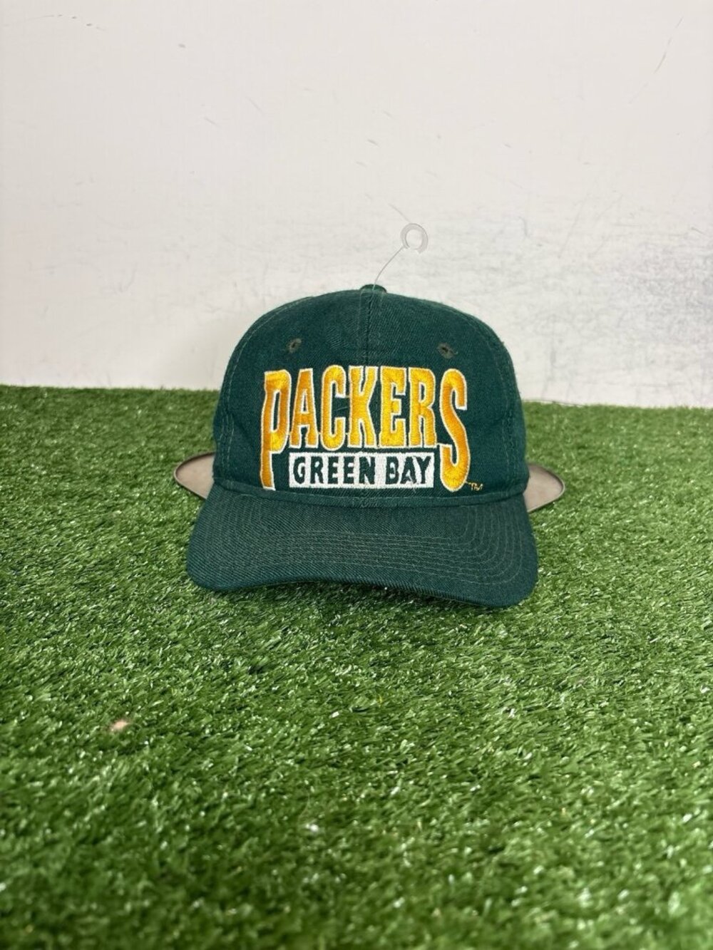 Vintage Green Bay Packers hat cap snap back green yellow youngan spell out wool